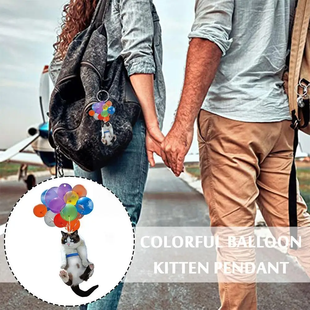 

Colorful Balloons Cat Decor Pendant Car Rear Interior Hanging Cute Cartoon Ornaments Creative Kitten Crafts Colorful Balloo H3F1