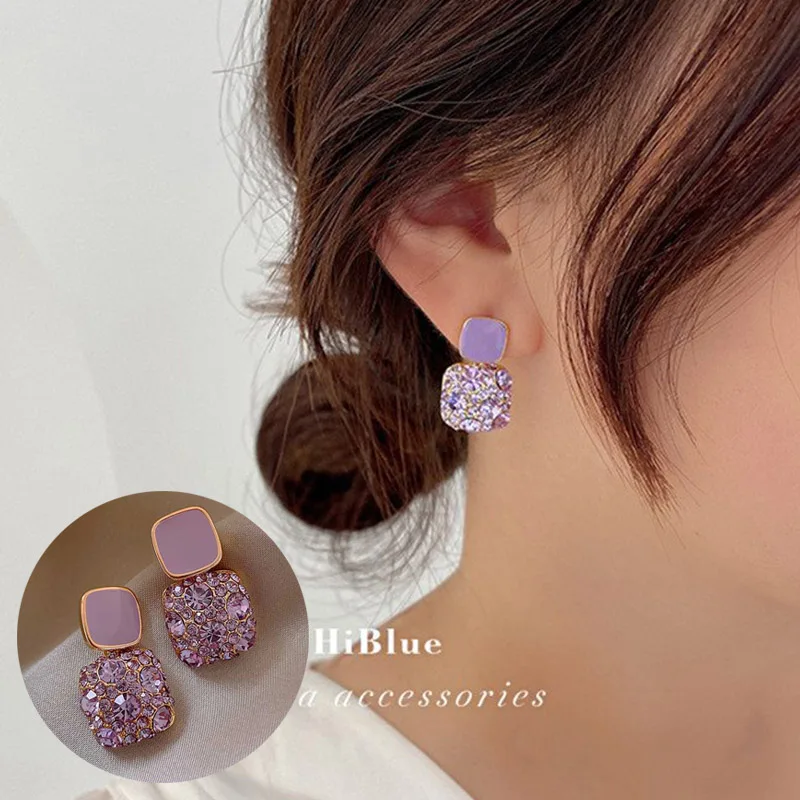 

Retro Stud Earrings Purple Exquisite High-quality Fashion 2022 New Woman