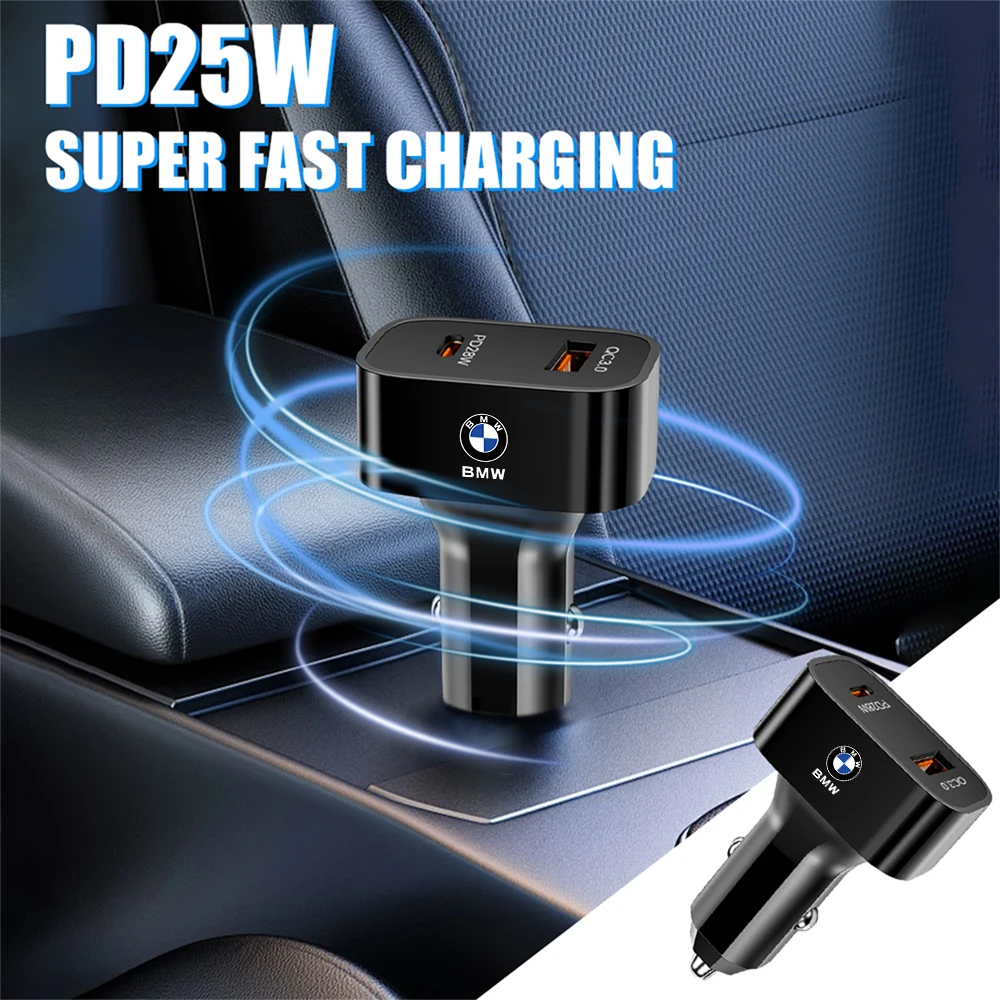 ładować ładowarkę samochodową USB 25W PD Dual Line Fast Charging Car Charger For BMW M Performance E34 X1 E28 X2 iPhone sumsung Huawei Xiaomi