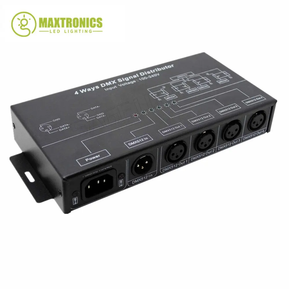 

DMX124 AC100V-240V вход DMX512 усилитель разделитель DMX ретранслятор сигнала 4 канала 4 выходных порта стандарта Бесплатная доставка