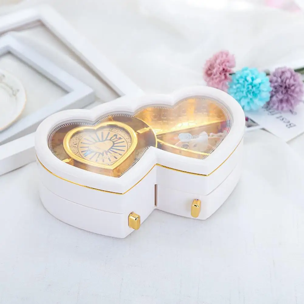 

Compact Special Multi-grids Music Jewelry Box Delicate Clockwork Music Jewelry Box Heart Shape for Woman