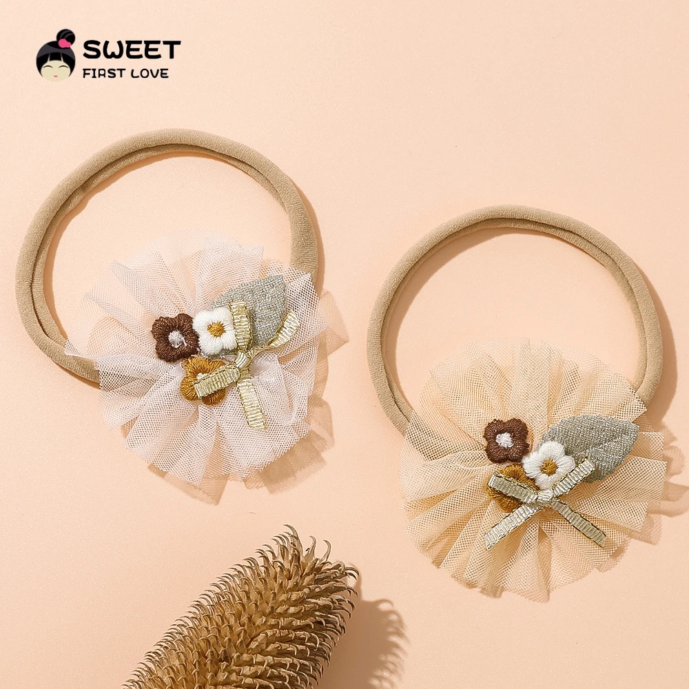 

Резинки для волос с цветами, мягкие эластичные нейлоновые резинки для волос для маленьких девочек, аксессуары для волос для новорожденных