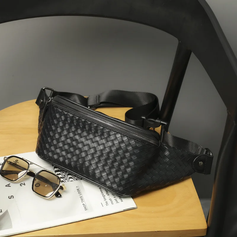 

Bag Luxury Bags Woven Casual Leather Satchel Pack Male Bag New Embossed Chest Men's Single Chest Waist Bag Fashion Shoulder Back