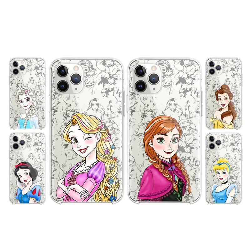 

Princess Anime Girl Transparent Phone Case For Apple iPhone 14 13 12 11 Mini XS XR X Pro MAX 8 7 6 Plus SE 2020 Cover Shell Capa