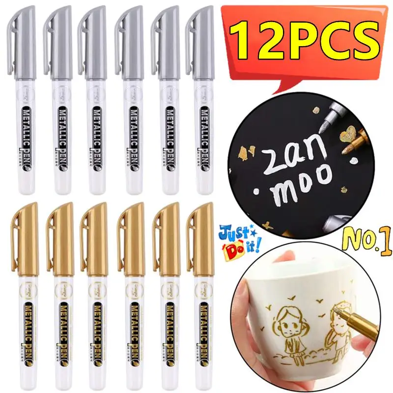 

12-1 шт., металлические водонепроницаемые перманентные маркеры