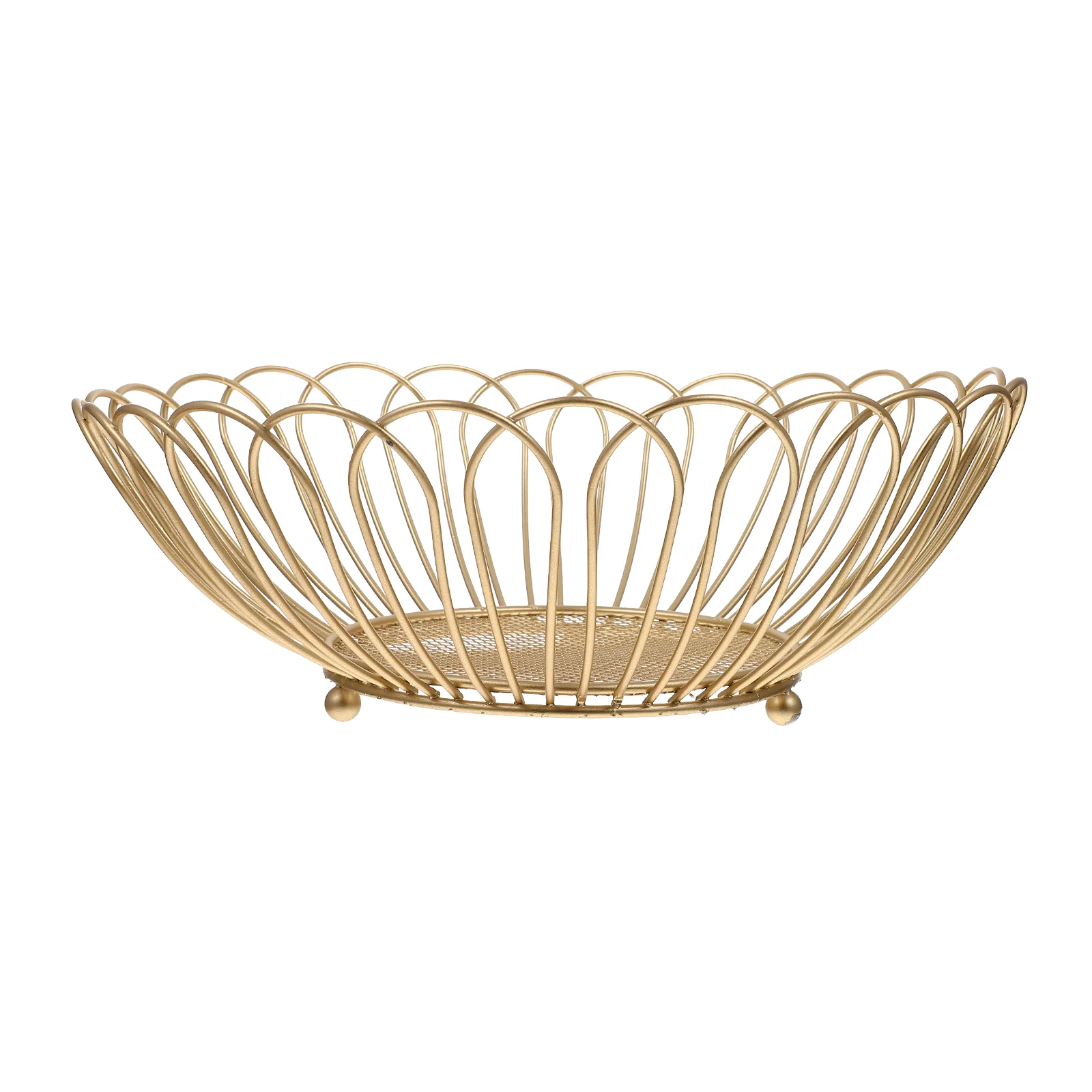 

Fruit Basket Storage Bowl Wire Tray Iron Vegetable Baskets Holder Metal Serving Plate Centerpiece Countertop Stand Desktop Snack