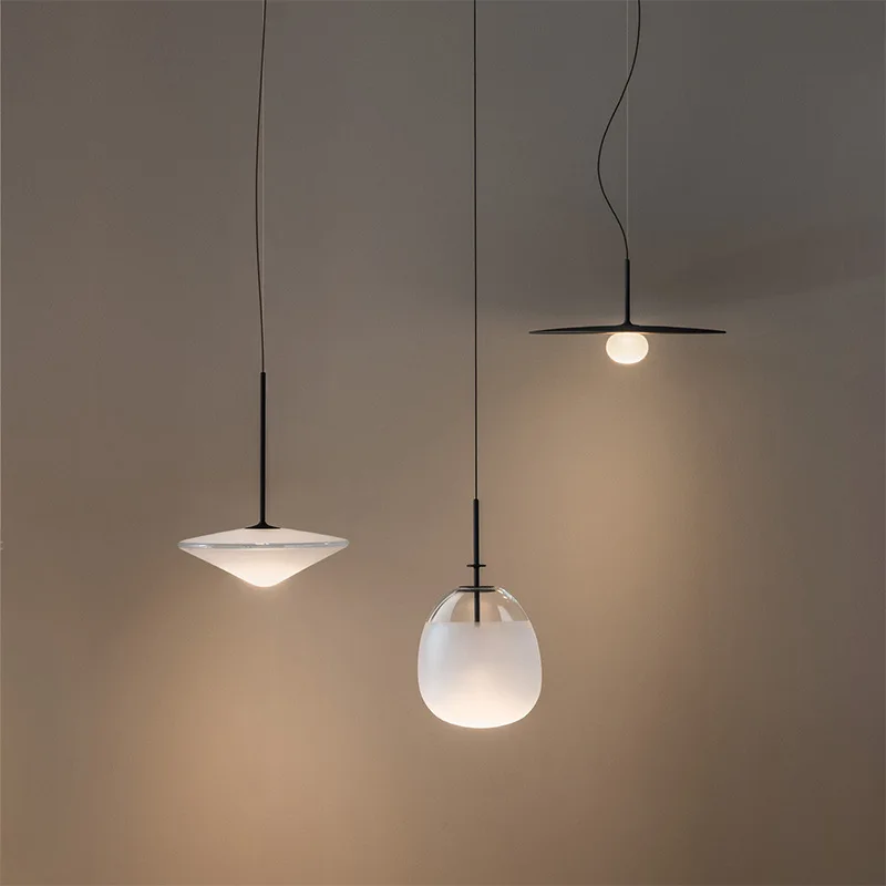 

Modern Minimalist Single Head Glass Dining Pendant Lamp Creative G9 Lighting Bedroom Living Room Black Iron Paint Fixture