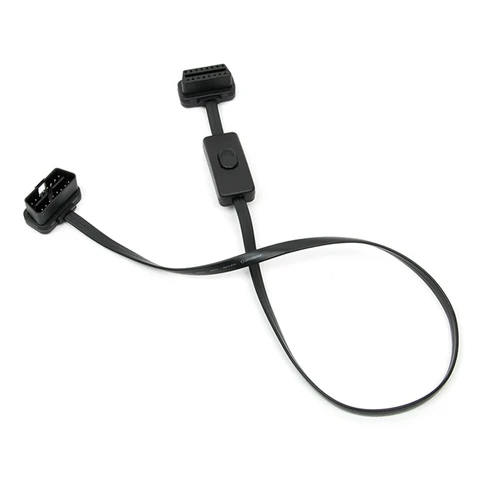 VSTM 60CM OBD2 16-контактный прямоугольный удлинительный кабель «папа-мама» с кабелем переключателя питания OBD диагностический инструмент