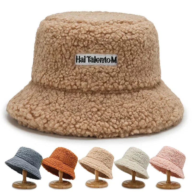 

Wool Faux Female Hat Fur Warm Female Hat Faux Fur Winter Women's Bucket Hat Fisherman Outdoor Sun Hat Panama Lady Hat Cap
