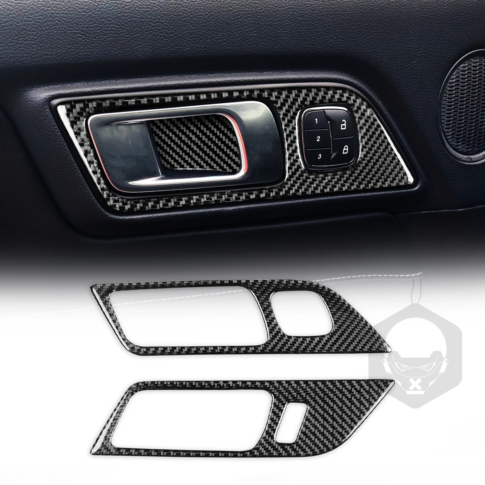 

for Ford Mustang 2015 2016 2017 2018 2019 Door Panel Hole Decoration Cover Sticker Decal Trim Car Accessories Carbon Fiber