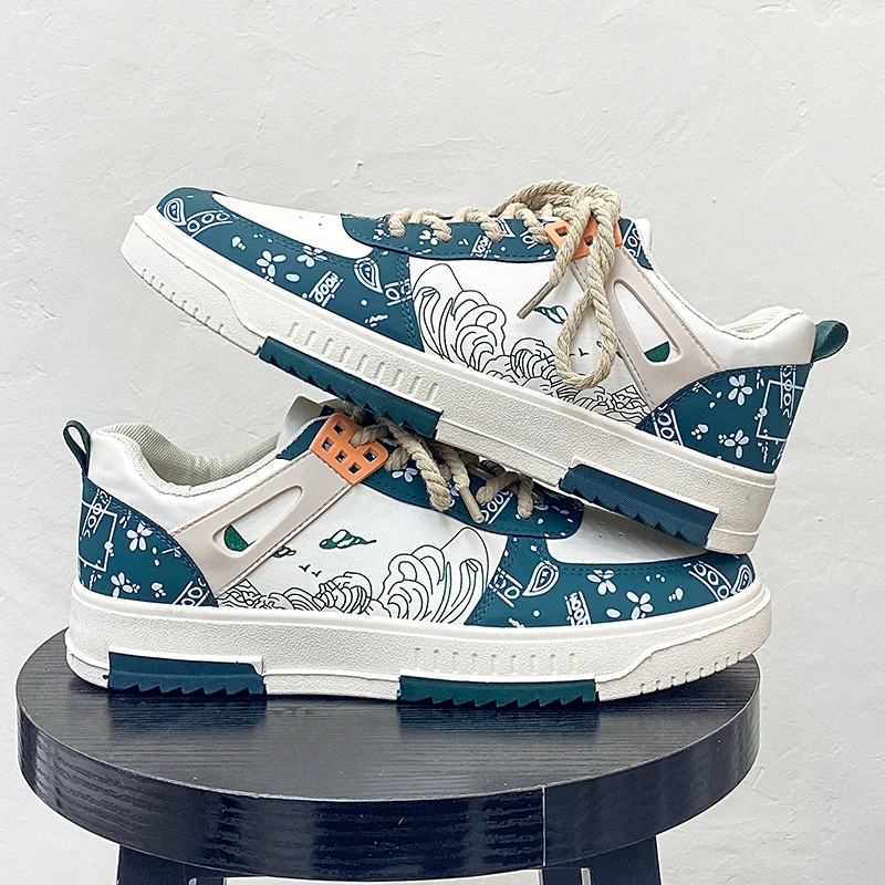 New Fashion Designer Shoes Men Casual Platform Sneakes Lace Up Trainers Student Sneakes Mens Vulcanized Shoes