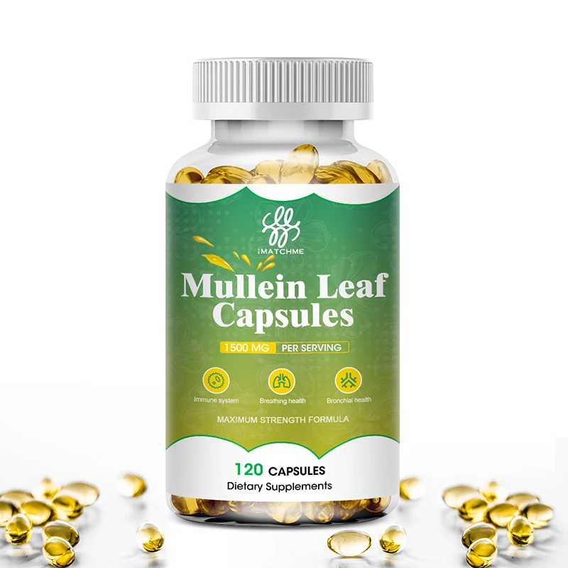 

Mullein Leaf Capsules Herbal Extract- Respiratory and Lung Cleanse Mucous Membranes Digestive Support Immune Health Lung Protect