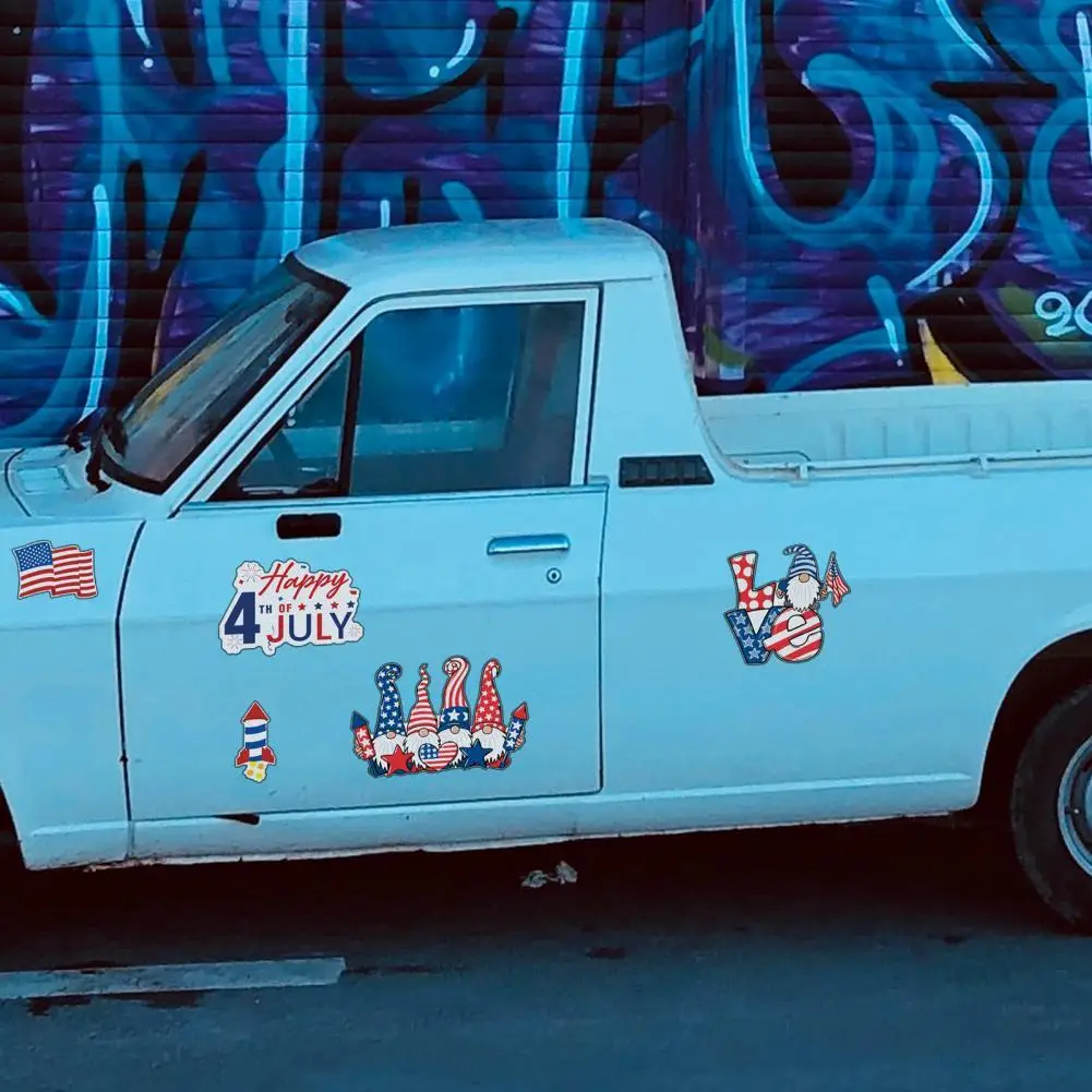 

6 шт. карликовый дизайн, легкое праздничное украшение, флаг 4 июля США, графическая Наклейка на окно, забавная наклейка на машину для фургона
