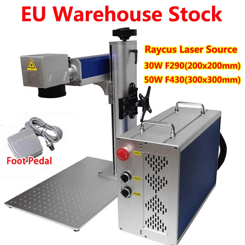 50W Raycus Optical Fiber Laser Engraving Machine 30W Metal Steel Jewelry Gold Engraver for Business Card Marking Cutting