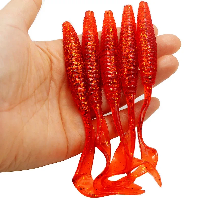 Caminhada Peixe 5 Pçs Cauda Longa Isca De Pesca Macia 13 см 6 г Rosca Única Foice Caudas Minhoca Iscas Artificiais Para Baixo