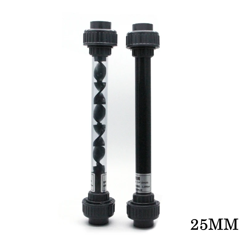 

PVC Helical Static Mixers PVC Pipe Mixer Plastic Dosing Liquid Union SK Type Static Mixer 25mm Grey/Clear