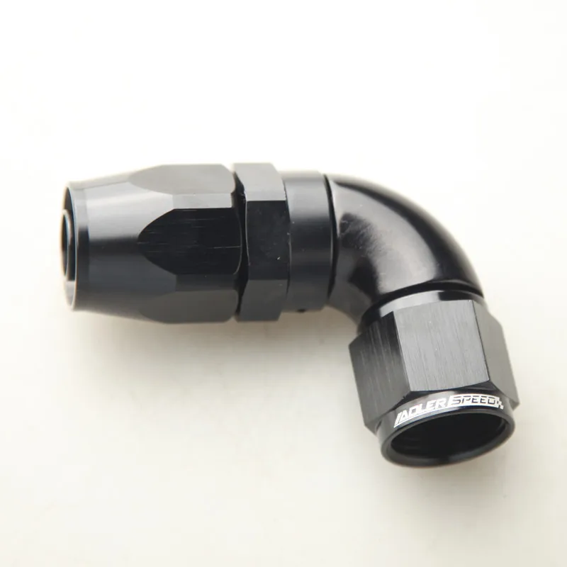 

AN4 AN6 AN8 AN10 AN12 90-градусный алюминиевый поворотный фитинг с полным потоком, конец шланга, черный, красный/синий