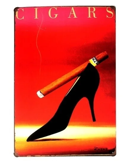 

Metal Sign Vintage Metal Cigars High-heeled Shoes Sticker Wall Decor