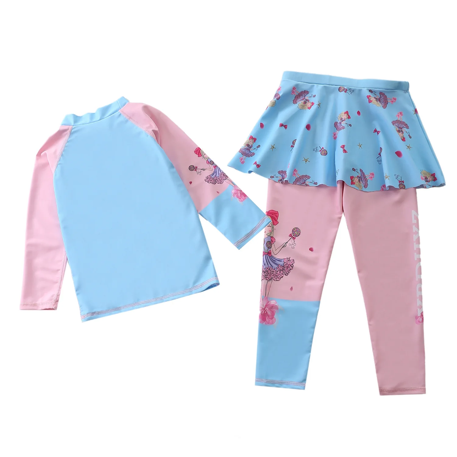 Детский купальник Memaird для девочек две части с длинными рукавами и штаны для плавания с полным покрытием для пляжа, серфинга и дайвинга.