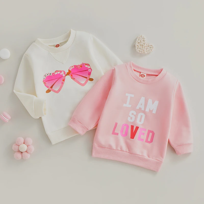 

Valentine's Day Kids Children Girls Boys Cute Sweatshirt Toddler Baby Love Print Long Sleeve Round Neck Loose Pullover Tops
