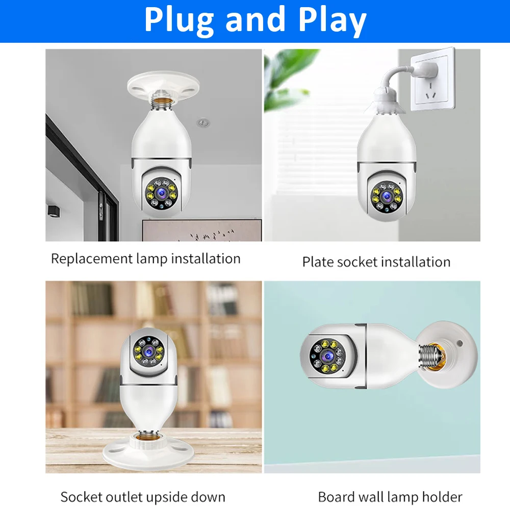 Камера видеонаблюдения с лампочкой E27 водонепроницаемая уличная и комнатная