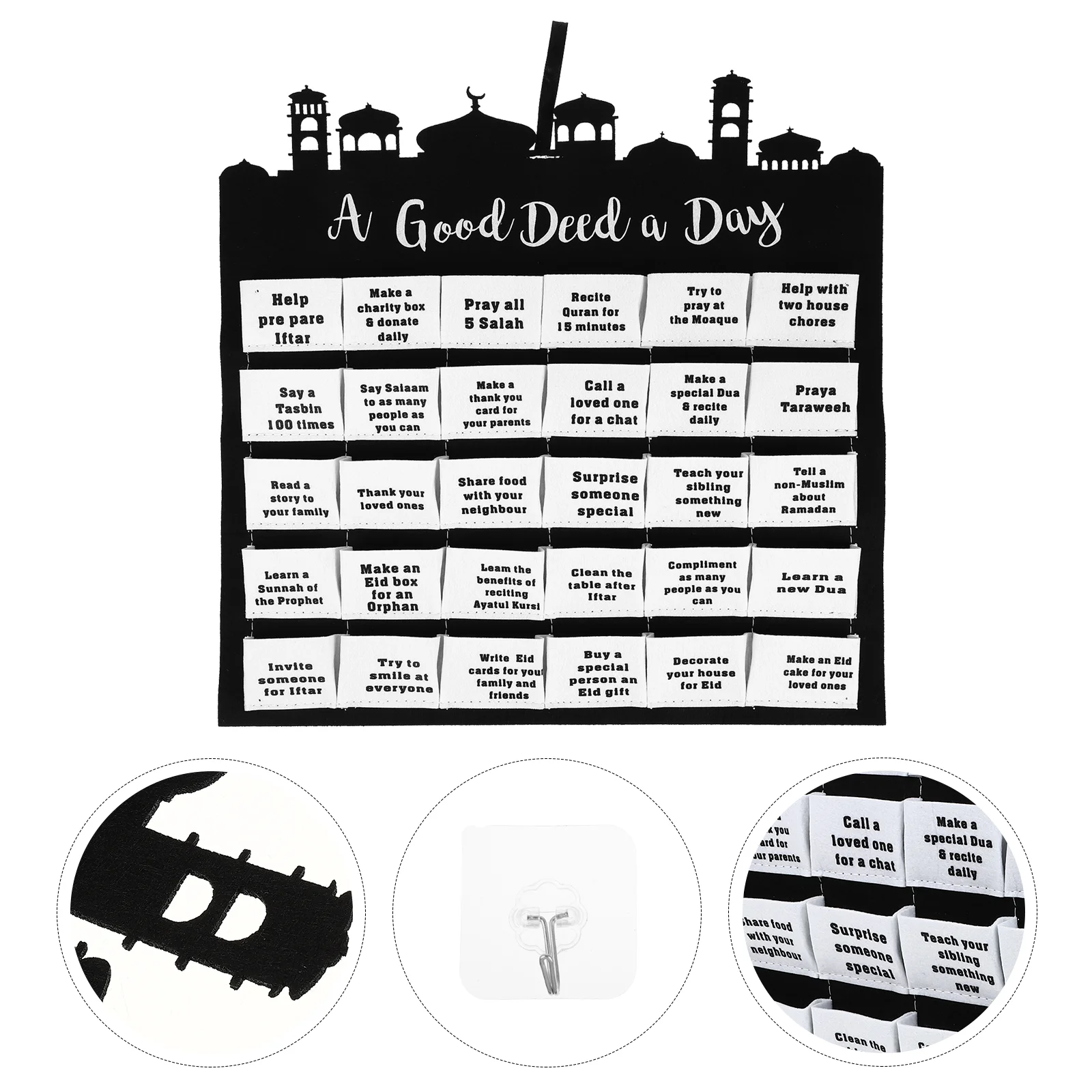 

Calendar Ramadan Hanging Wall Countdown Mubarak Eid Advent Decor Decorations Felt Pocket Home Muslim Over Gifts Kids Kid