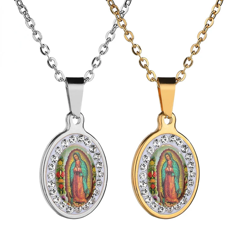 

Woman Religious Vintage Style Guadalupe Catholic Church Virgin Mary Amulet Pendant Necklace Ornament