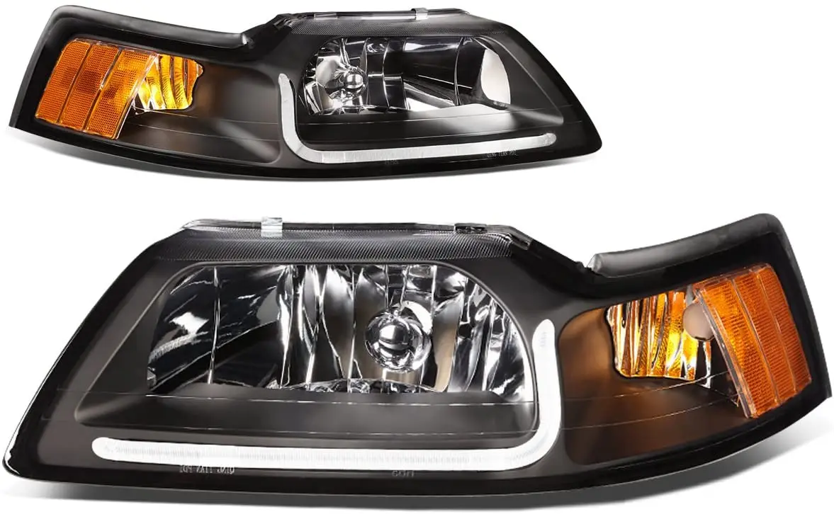 

2pcs Motoring HL-LB-FM99-BK-AM Black Housing Clear Lens Amber Corner LED Headlight [For 99-04 Ford Mustang]