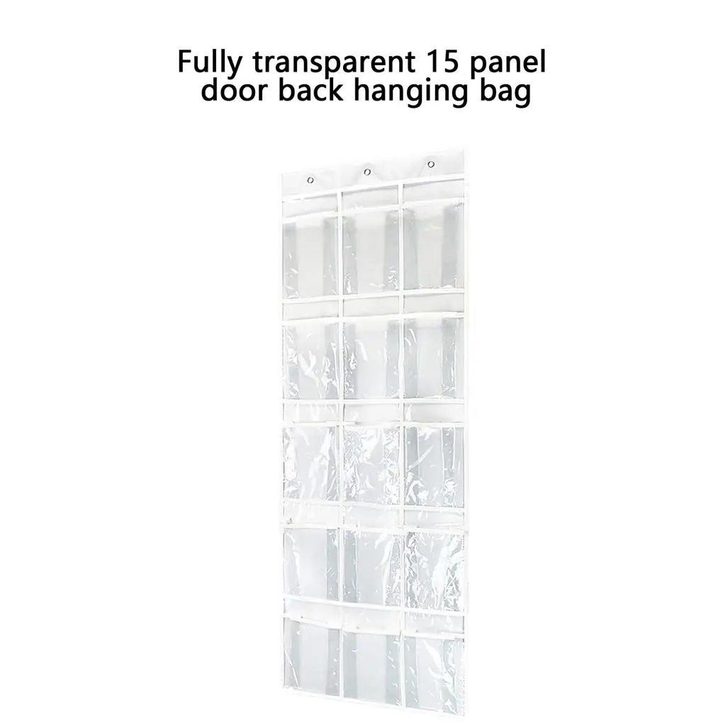 

15 Pockets Transparent PVC Hanging Bag Sundries Jam Jar Food Storage Pouch Makeup Tools Organizer for Dormitory