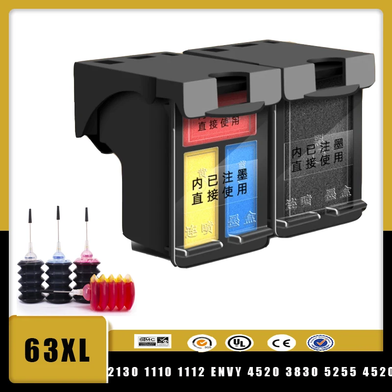 

Восстановленные фотообои Vilaxh 63XL для принтеров HP 63 XL DeskJet 2130 1110 1112 ENVY 4520 3830 5255 4520 4650