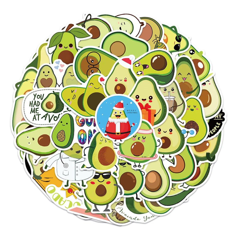 

10/50PCS Cute Cartoon Avocado Fruit Stickers DIY Funny Waterproof Scrapbook Suitcase Skateboard Fridge Laptop Decal Sticker