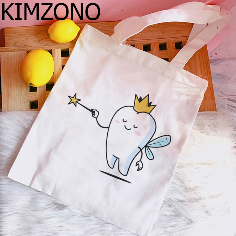 

Tooth And Dentist Graphic shopping bag tote bolso bolsas de tela handbag eco canvas bag foldable ecobag sacola grab