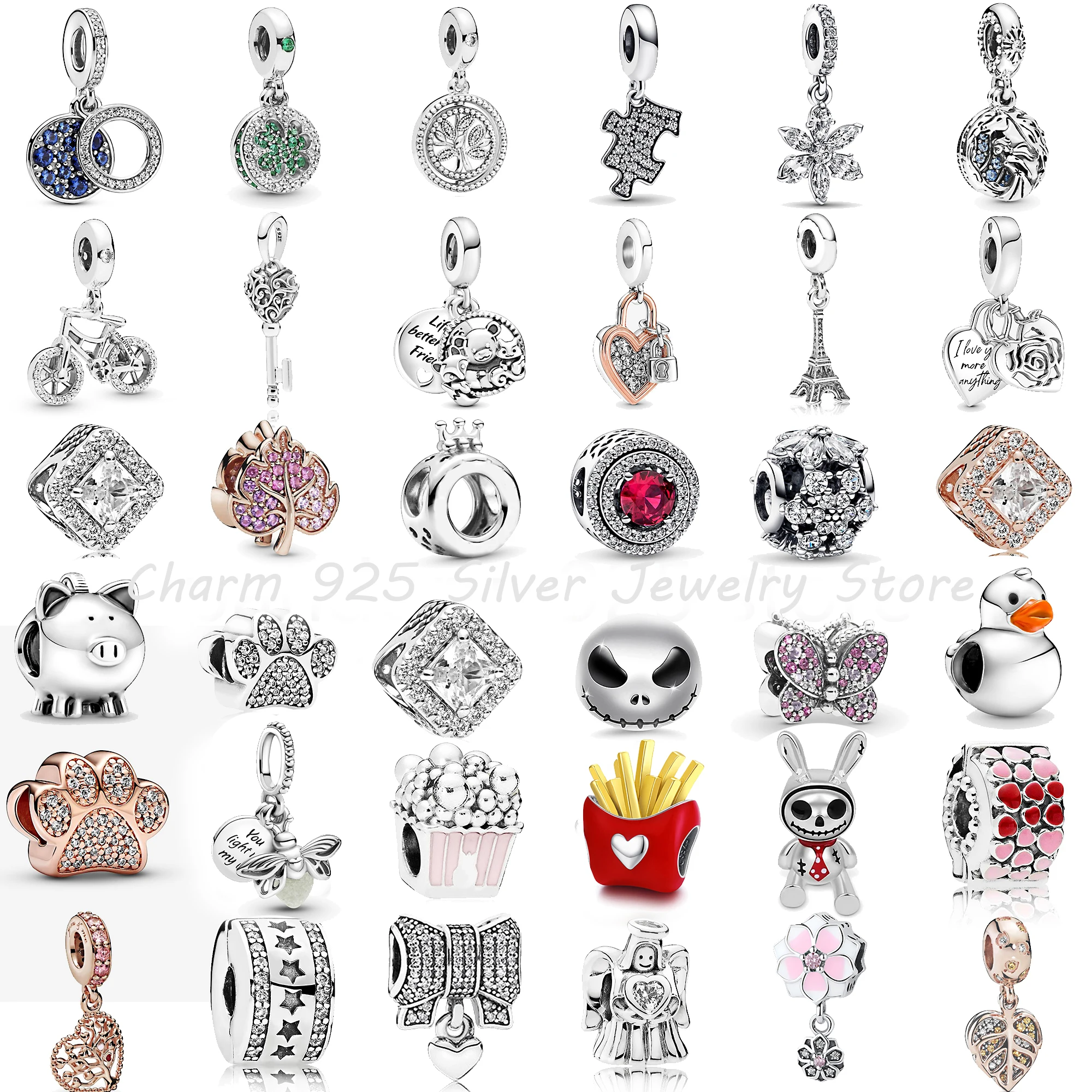 

High-Quality 925 Silver Firefly Bow Square Diamond Pendant Charm Beads Fit The Original Pandora Bracelet Diy Jewelry Gifts