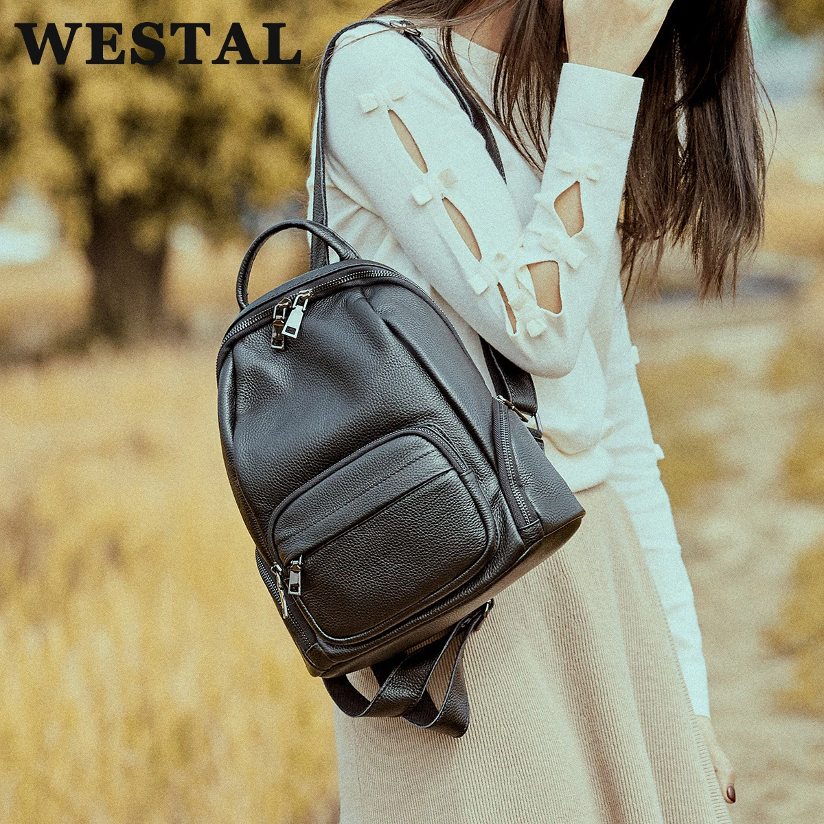 WESTAL Trending Products Genuine Leather Women's Backpack Girls School Bag Travel A4 Satchel mochilas para mujer envio gratis