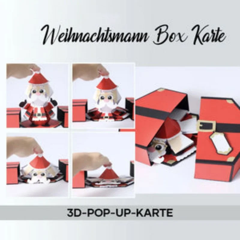 3d-pop-box-karte Weihnachtsmann-Streich Карта памяти Санты которая всплывает сюрприз всплывающие