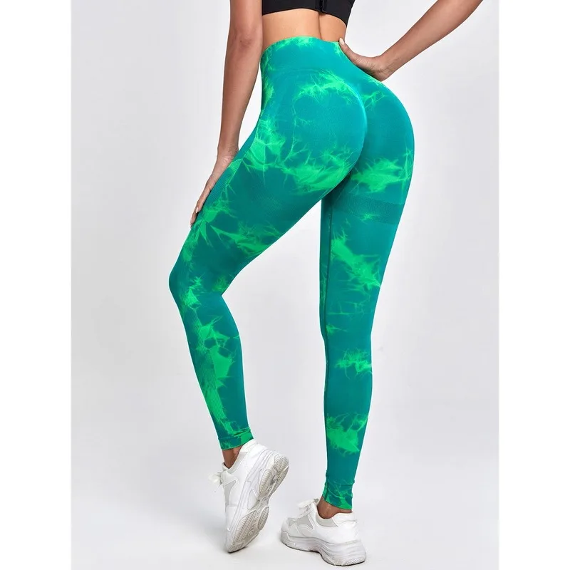 Seamless Tie Dye Yoga Pants Sports Leggings Women High Waist Push Up Tights Workout Leggins Gym Fitness Sports Tights