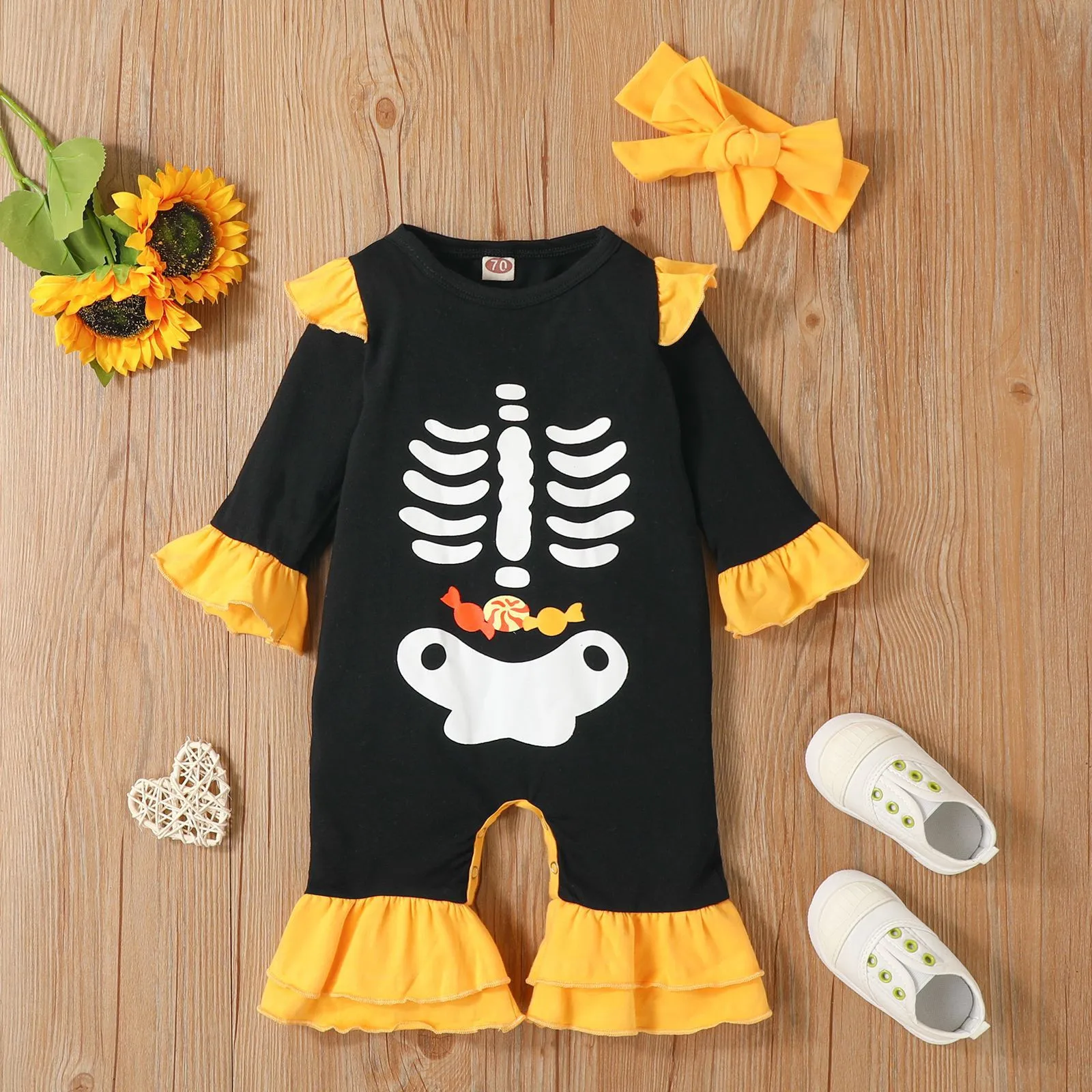 

Детская одежда для новорожденных, комбинезоны с длинным рукавом для мальчиков и девочек + яркий мультяшный костюм на Хэллоуин, 2 шт., комплек...