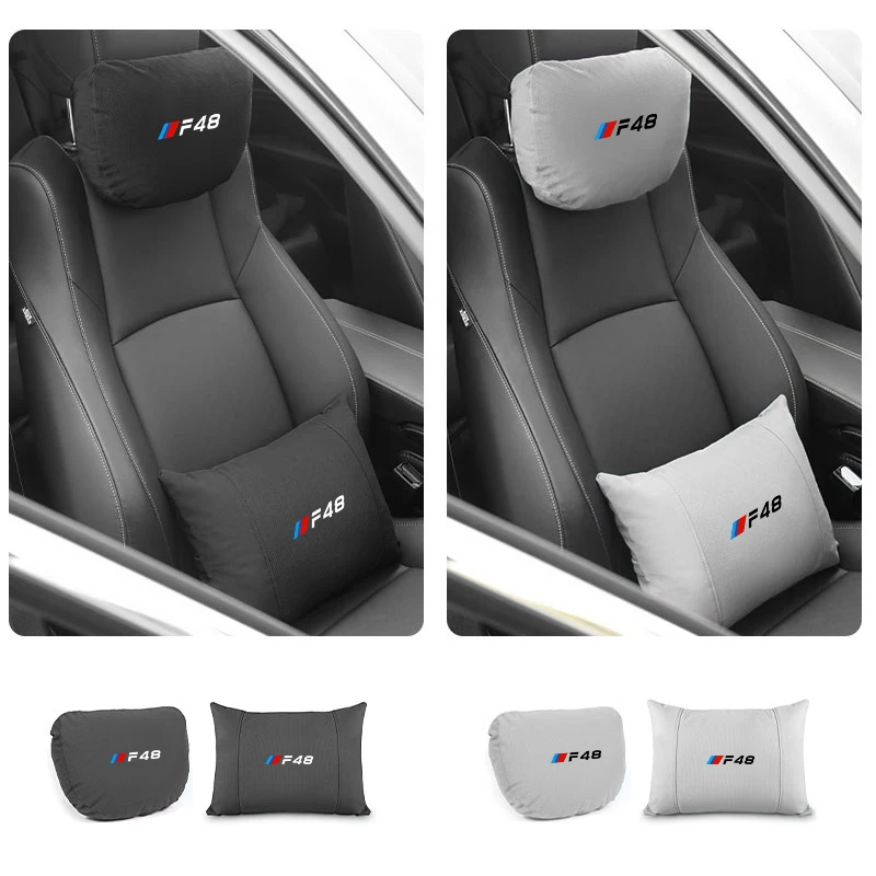 

Suede For BMW F48 Seat Breathable pinhole Headrest Car Neck Pillow Cushion Back Lumbar Support high-end car interior accessories