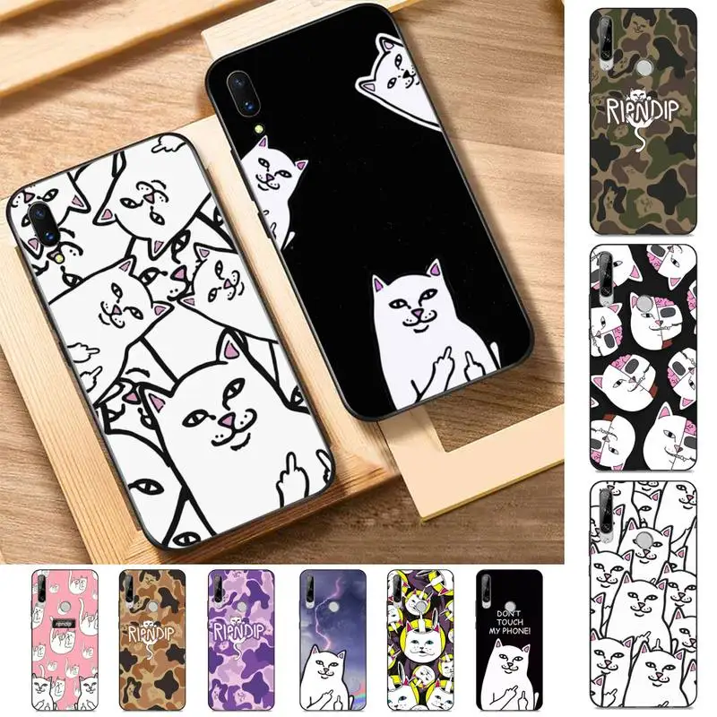 

Middle cute fingers cat-RIPNDIPS Phone Case for Huawei Y 6 9 7 5 8s prime 2019 2018 enjoy 7 plus