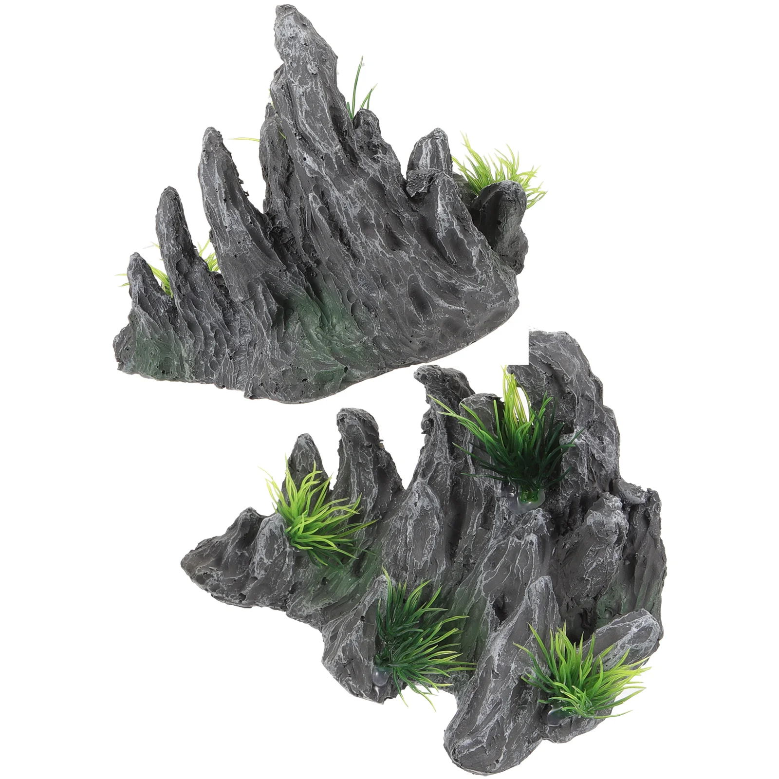 

2 Pcs Fish Tank Landscaping Ornaments Decorations Small Rockery Stone Model Aquarium Resin Landscape Tall Simulation Mountain