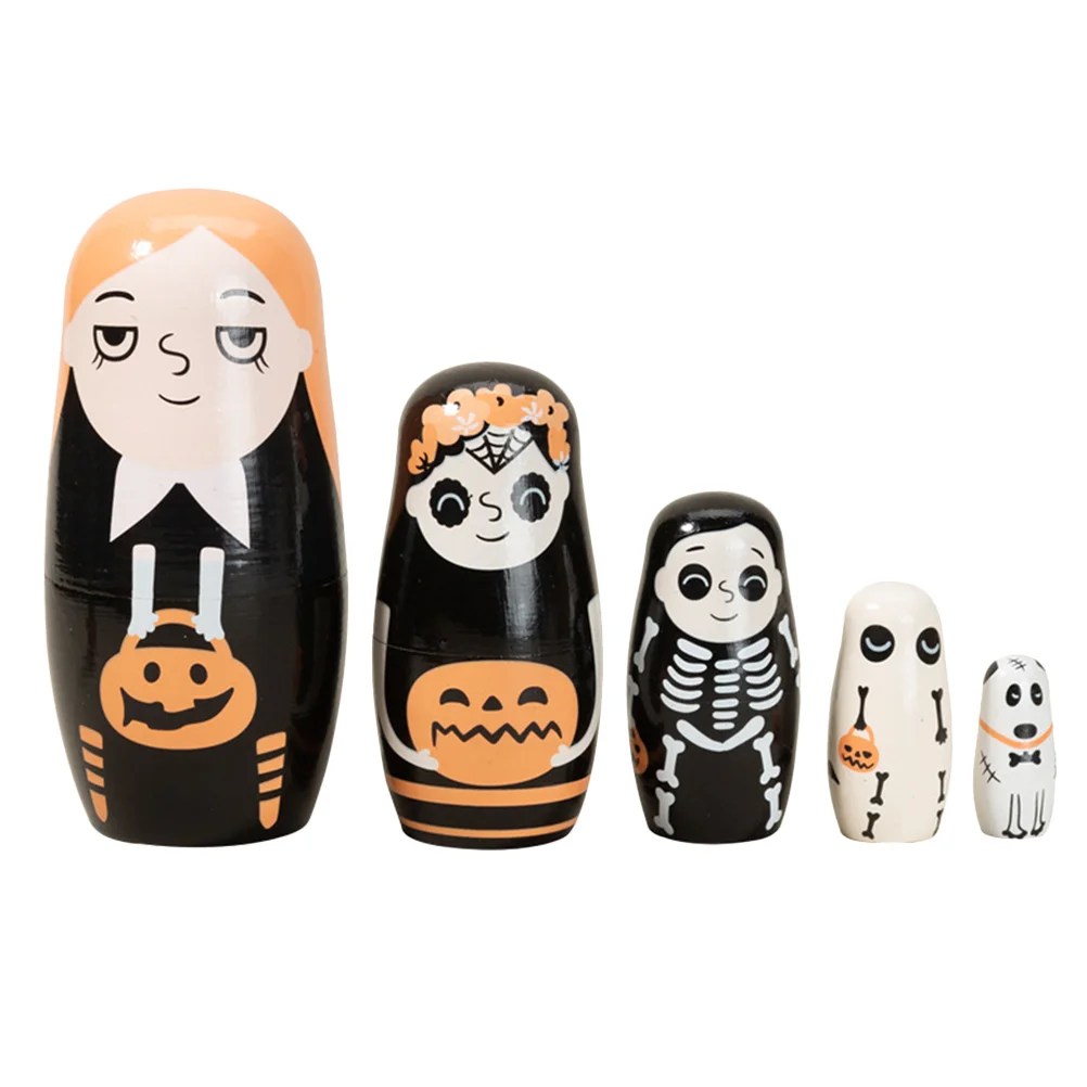 

Halloween Stackable Dolls Cartoon Nesting Party Gift Kids Wooden Animal Toys Ornaments Russian Stacking Children