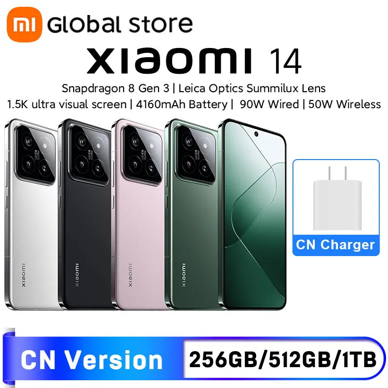 

Xiaomi 14 Leica Triple Camara Summilux объектив 6,36 ″ 1,5 K экран Snapdragon 8 Gen 3 Xiaomi HyperOS 90W быстрая зарядка 4610mAh