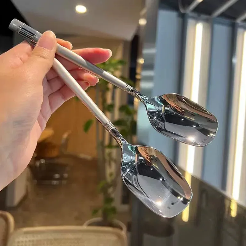 

Stainless steel thickened square spoon household meal spoon soup spoon