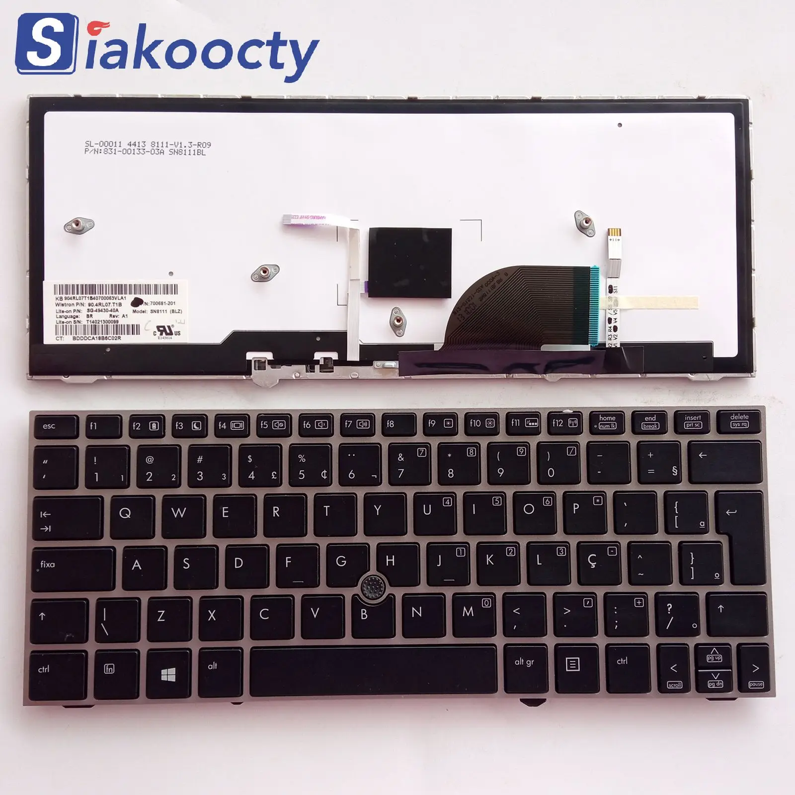 

BR Keyboard for HP EliteBook 2170P SILVER FRAME With Backlit 700681-001 SG-49430XUA