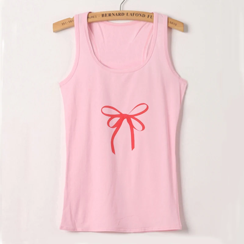 Cute Bow Y2K Harajuku Tights Vest Female Sexy Punk Crop Top Suspender Sleeveless T-shirt Eom Girls Clothes Club Clothing