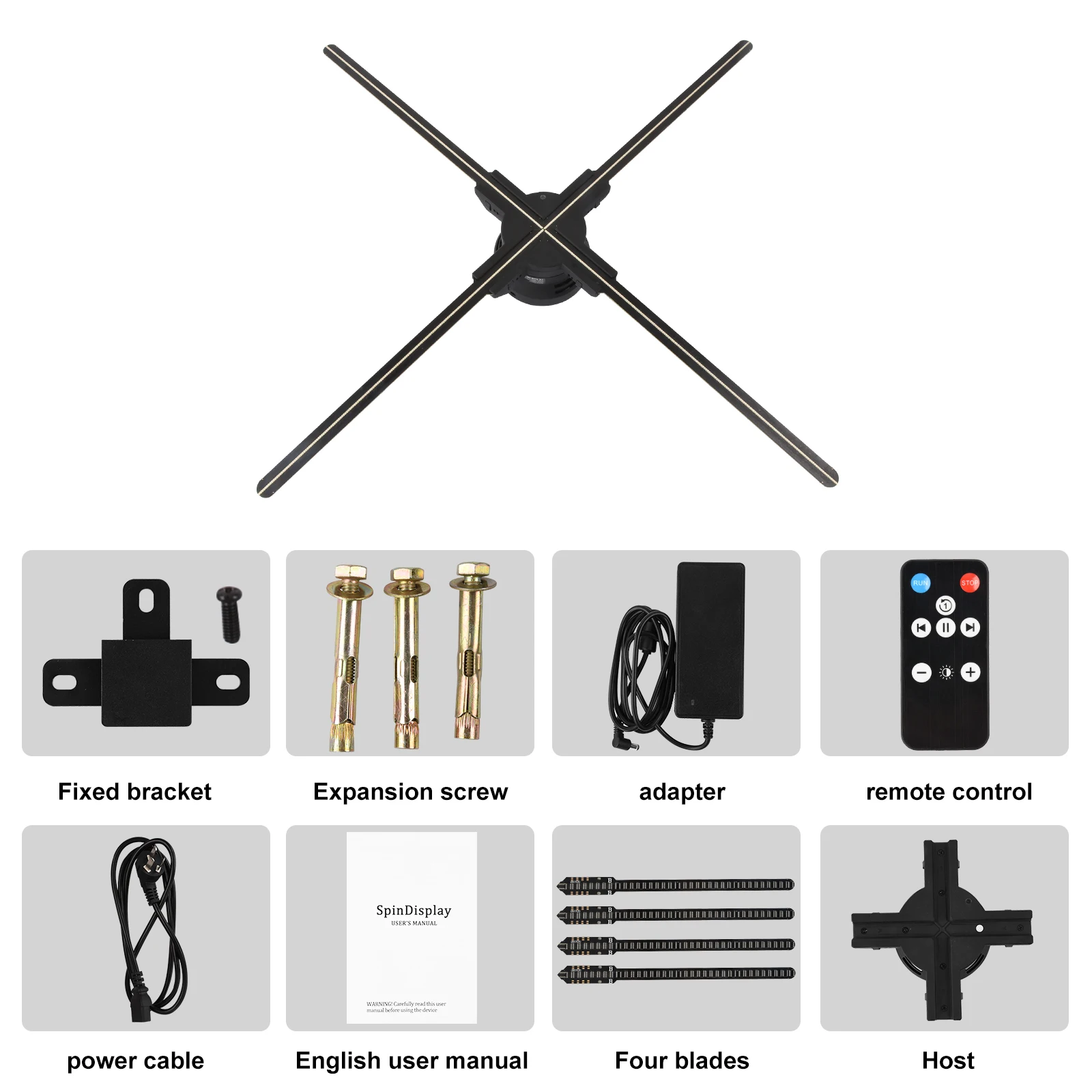 

Rotating Light 3D Hologram Projector Floating Naked Eye Instrument Lamp 64cm/80cm/100cm LED Hologrom Mobile Advertising Machine