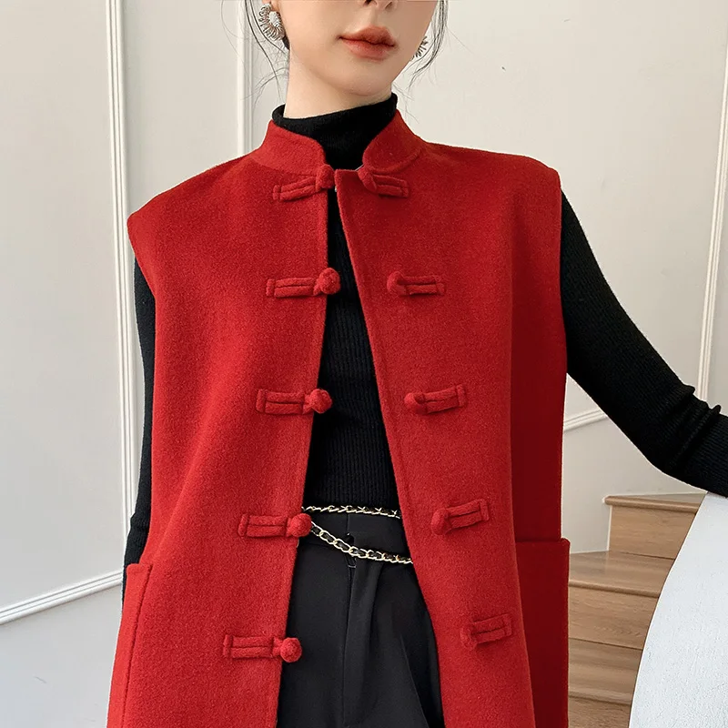 

LONGMING Winter Jacket Vest Women 2022 New Fashion Cardigan Woolen Coats 100% Merino Wool Elegant Overcoat Ladies Autumn Clothes