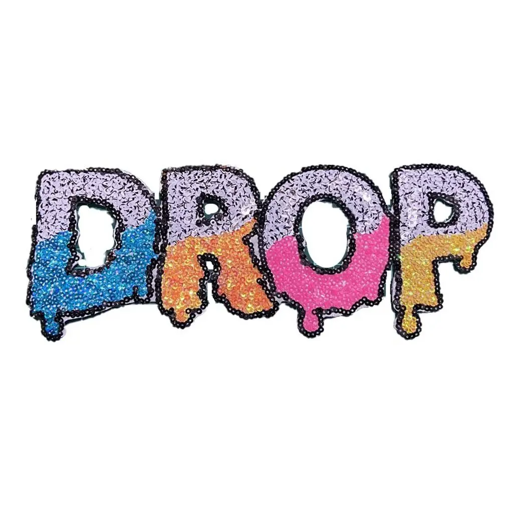 

Sequined DROP LETTER BADGE Embroidery Patch Clothing Accessories Cloth Sticker Non-glue Clothing Sticker Cheongsam Embroidery