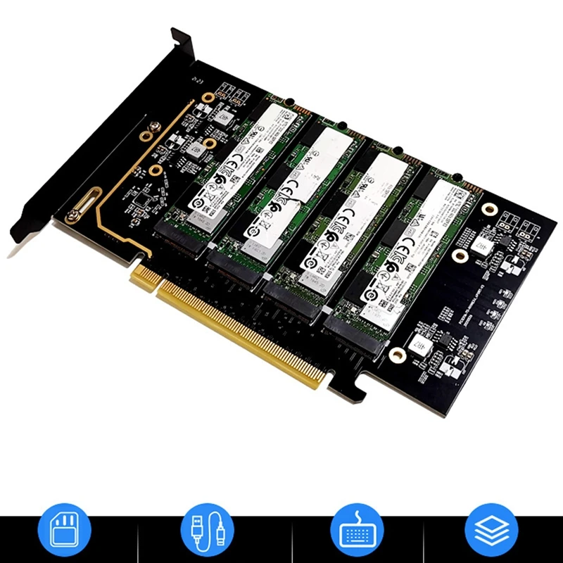 

Плата адаптера M.2 NVME в Pcie 4,0 X16, поддерживает 4 Nvme M.2 2280, поддерживает бифуркационный Raid