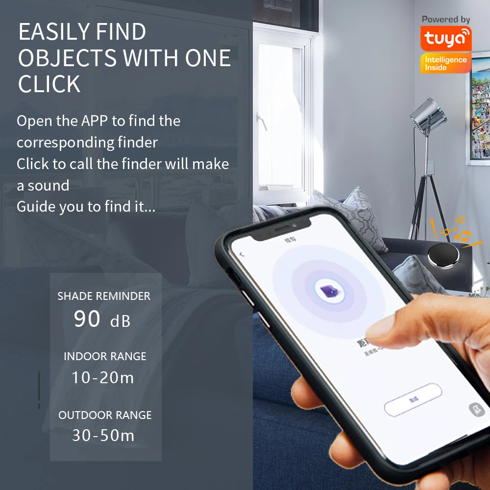 Умная бирка Tuya GPS-трекер Bluetooth сигнализация против потери брелок мини-устройство
